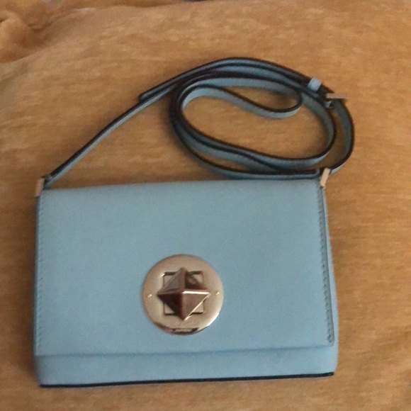 Vintage Kate Spade cross body purse. Light blue with silver hardware. - Picture 5 of 5